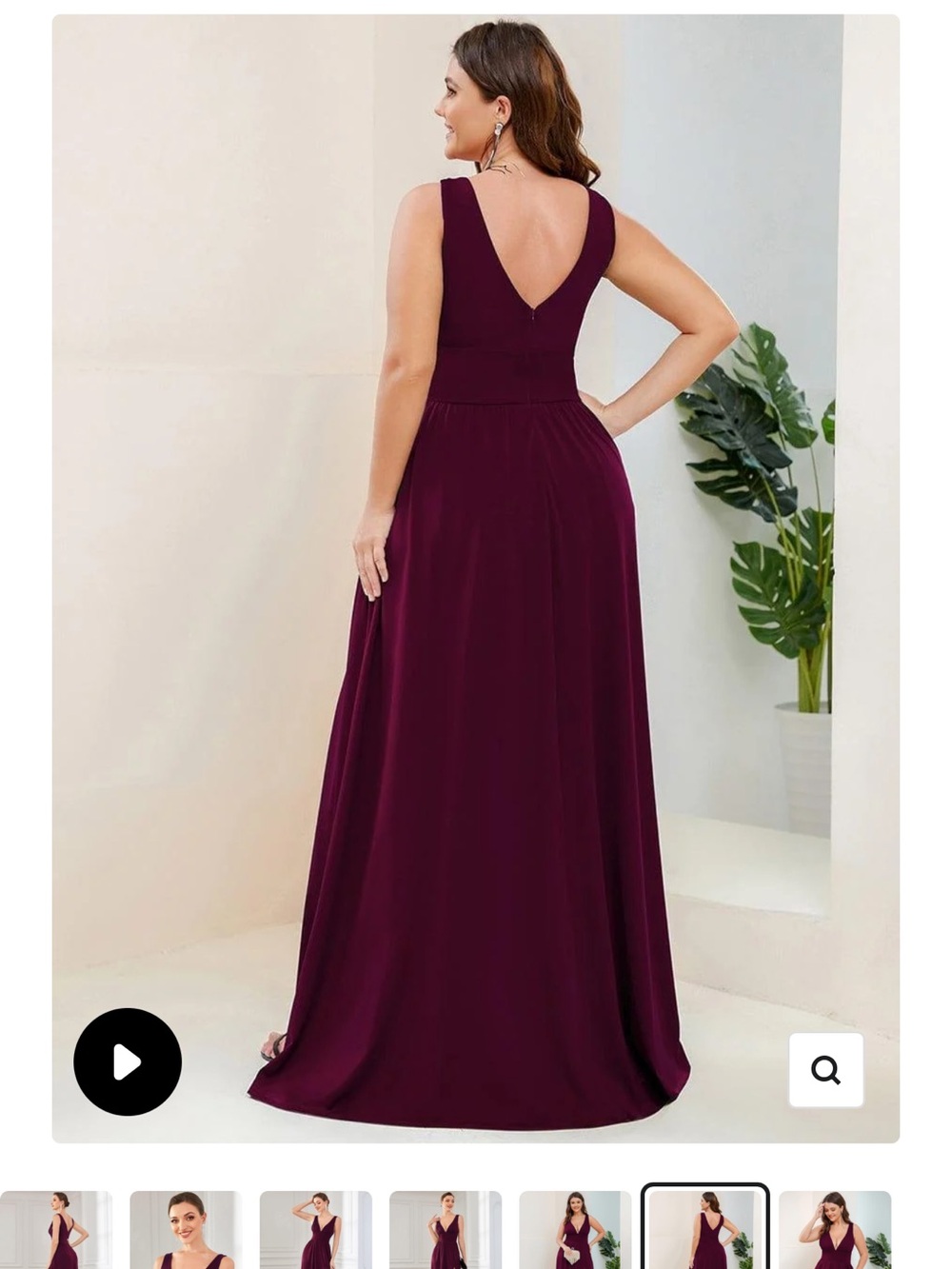 Ever Pretty Sleeveless V-Neck Maxi Dress in Burgundy - Picture 2 of 4